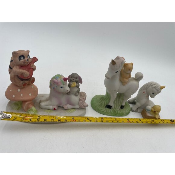 Vintage 1985 Etc Whimsical Unicorn & Woodland Animal Figurine lot of 3 Ceramic - Picture 7 of 7